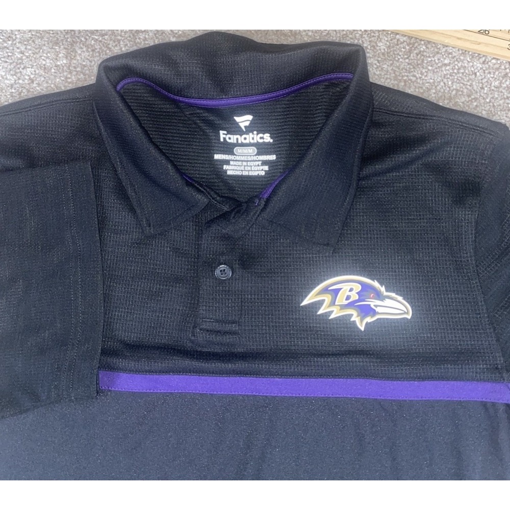 Fanatics Baltimore Ravens Performance Polo Mens Medium NFL Game Black/Purple